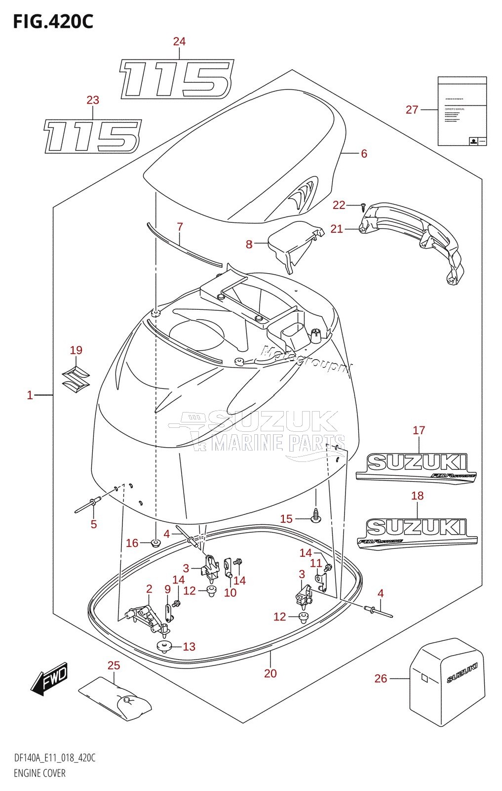 ENGINE COVER (DF115AT:E40,DF115AZ:E40)