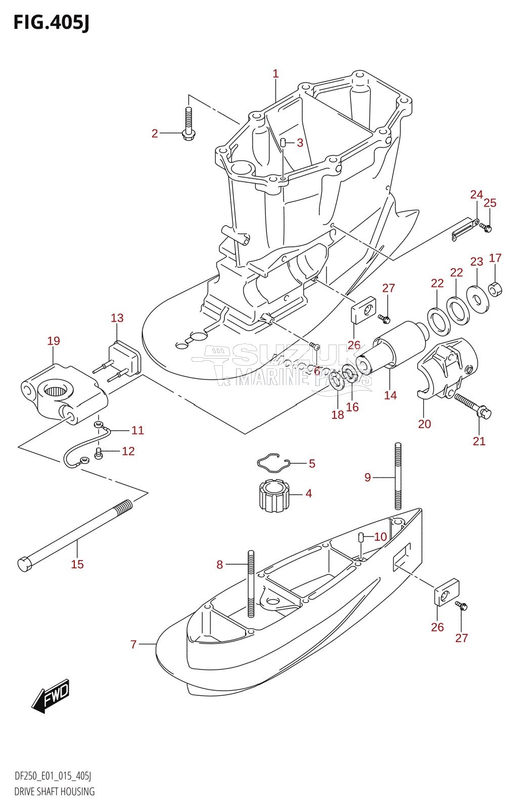 DRIVE SHAFT HOUSING (DF250T:E01:(X-TRANSOM,XX-TRANSOM))