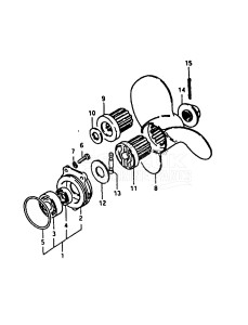 DT9.9 From 992200001 ()  1982 drawing PROPELLER 2 (BEHIND WATER EXHAUST)