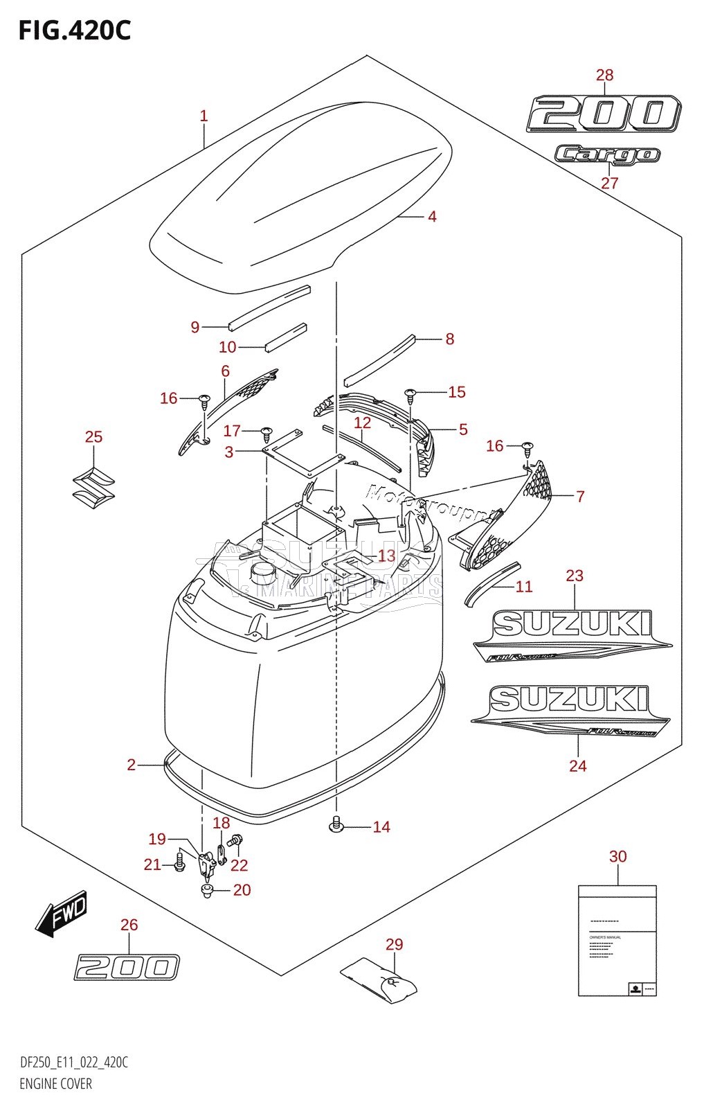 ENGINE COVER ((DF200T,DF200Z):022)