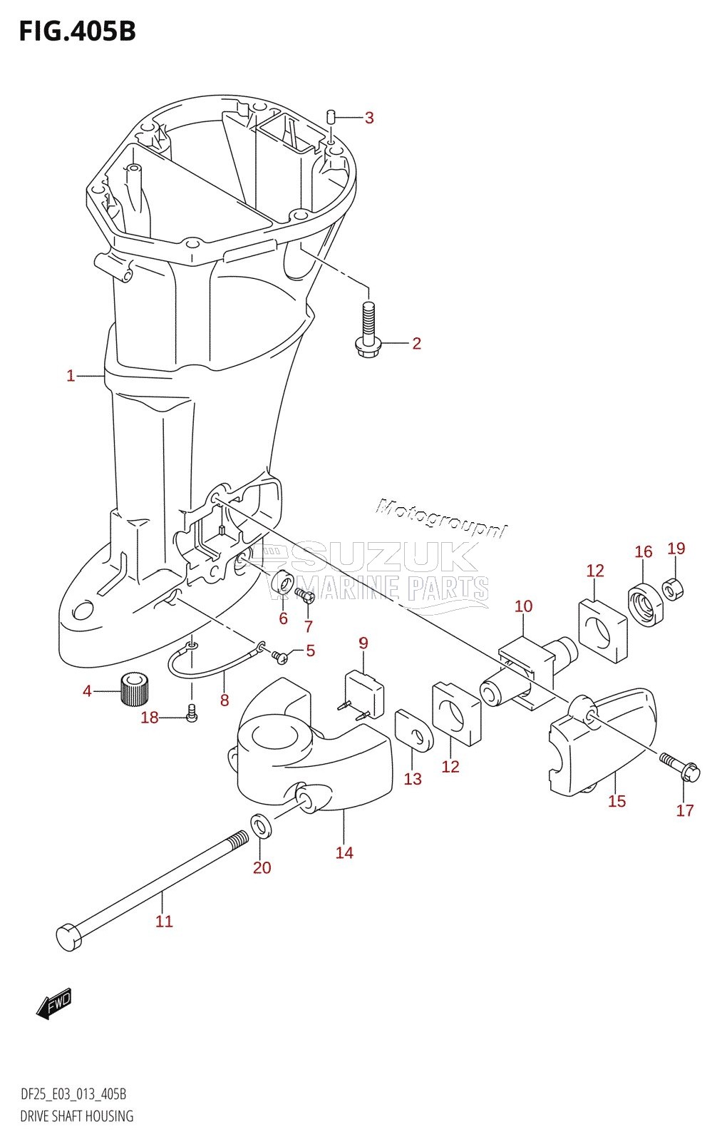 DRIVE SHAFT HOUSING (DF25R:E03)