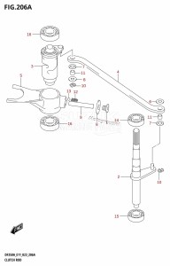 DF300B From 30003F-040001 (E11)  2020 drawing CLUTCH ROD (020,021,022)