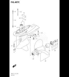 09003F-140001 (2021) 90hp E11 E40-Gen. Export 1-and 2 (DF90ATH    DF90AWQH  DF90AWQH   DF90AWQH    DF90AWQH) DF90A drawing GEAR CASE ((DF70ATH,DF90ATH):E01:020)