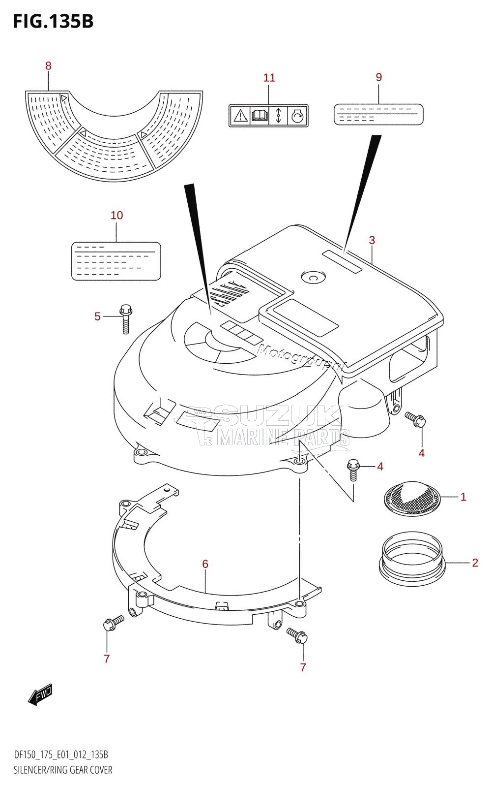 SILENCER /​ RING GEAR COVER (DF150T:E40)