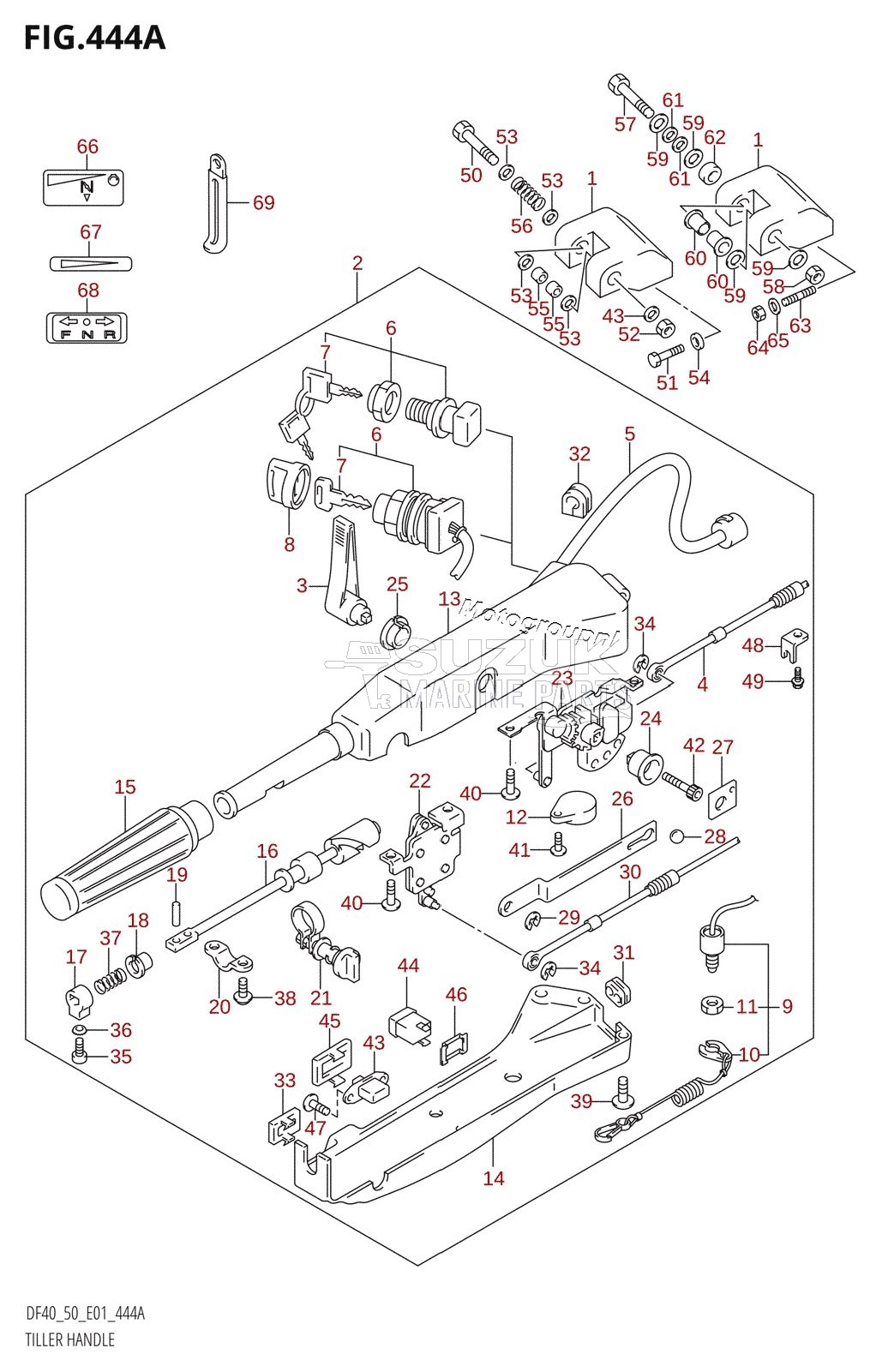 TILLER HANDLE (DF40QH,DF50QH,DF50WQH,DF50TH)