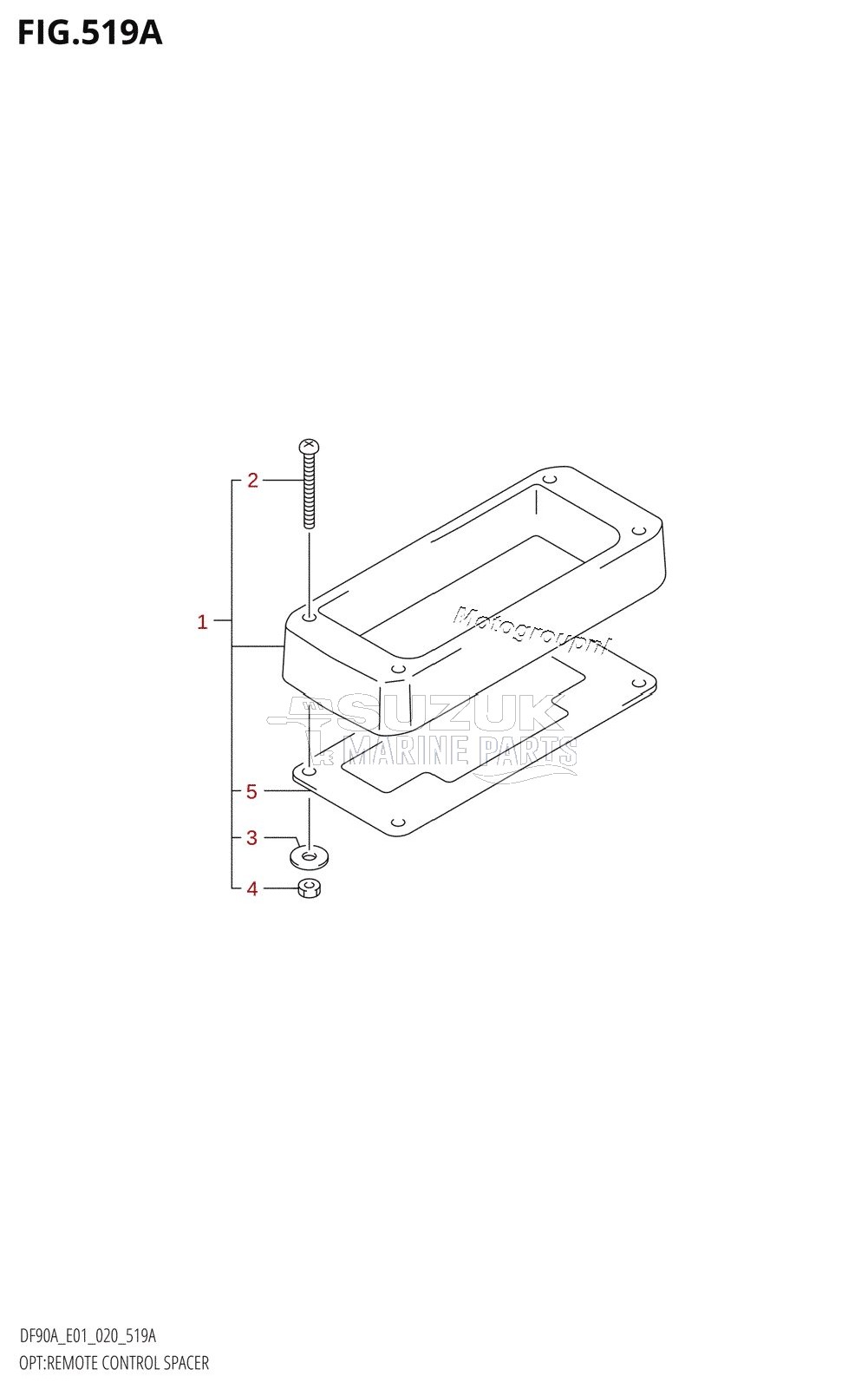 OPT:REMOTE CONTROL SPACER (DF70A,DF70ATH,DF80A,DF90A,DF90ATH)