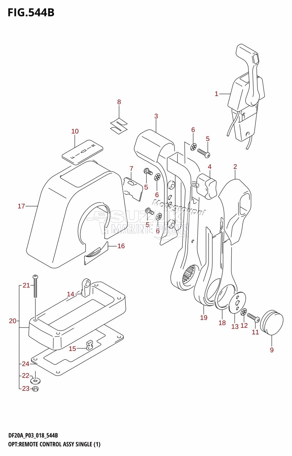 OPT:REMOTE CONTROL ASSY SINGLE (1) (DF20A,DF20AT)