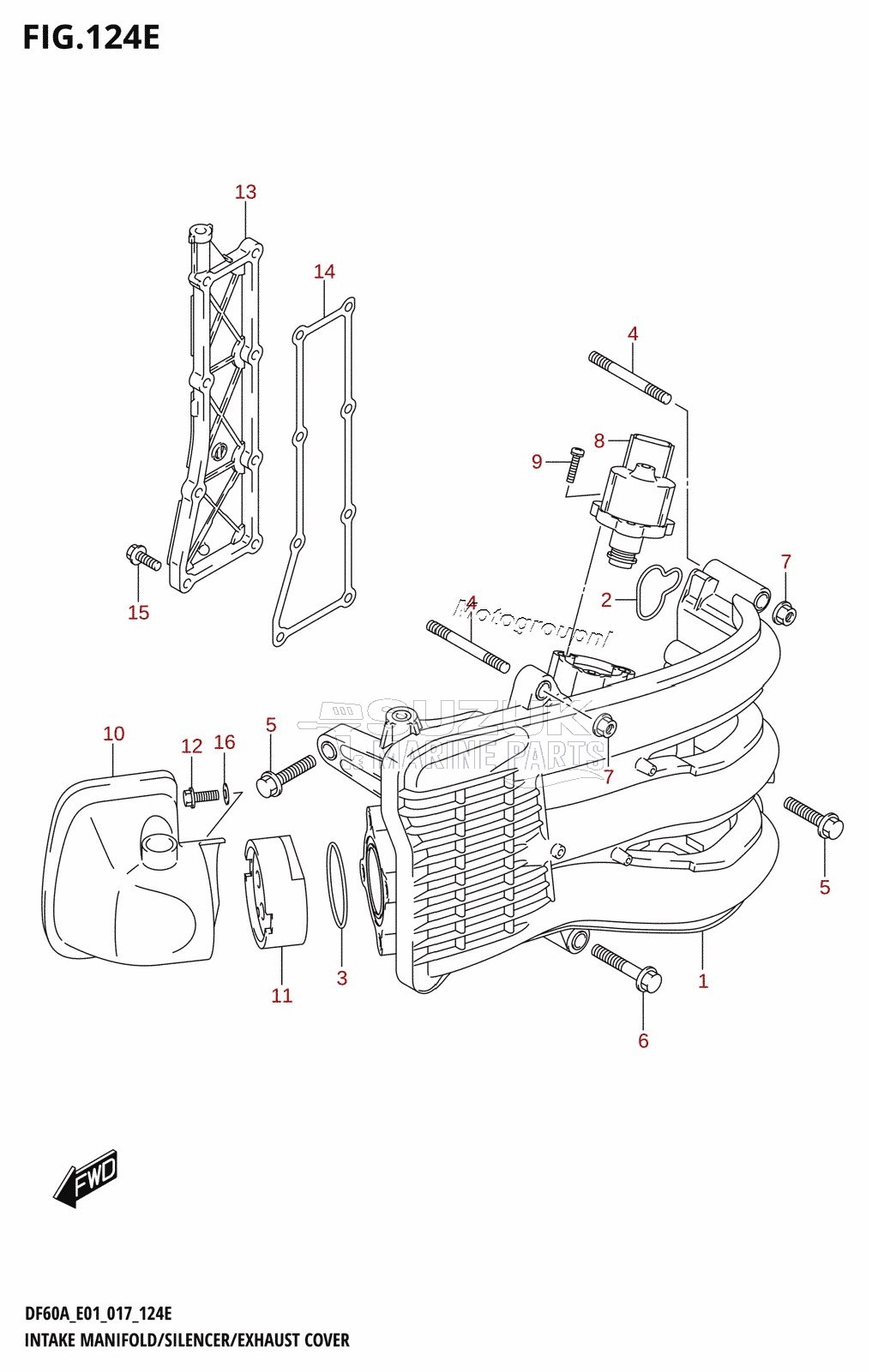 INTAKE MANIFOLD /​ SILENCER /​ EXHAUST COVER (DF50A:E01)