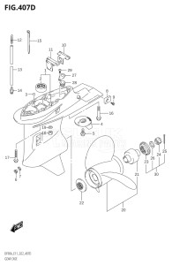 07003F-240001 (2022) 70hp E11 E40-Gen. Export 1-and 2 (DF70AT  DF70ATH  DF70ATH) DF70A drawing GEAR CASE (DF80A:E40:(021,022))