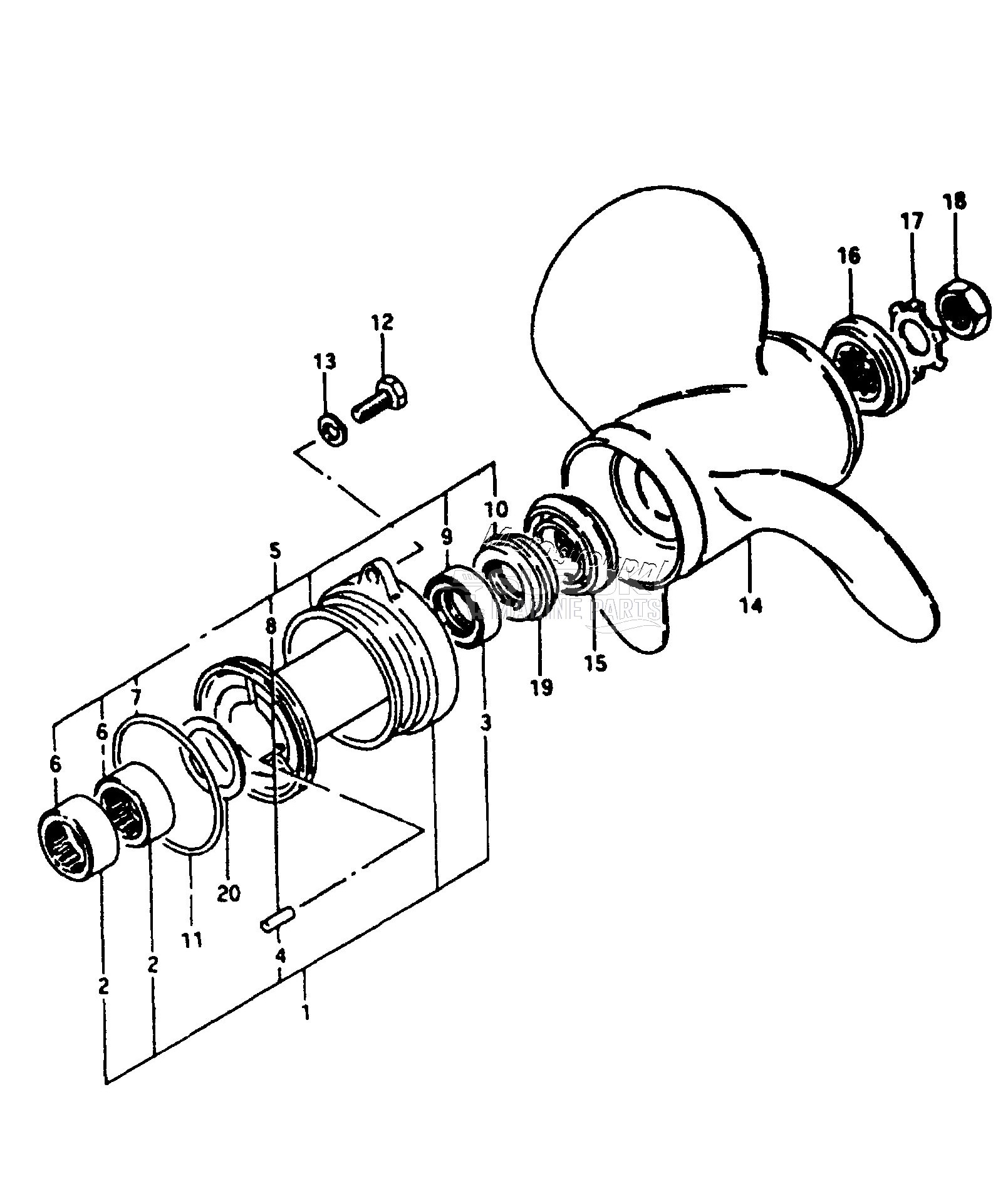 PROPELLER 1, (THROUGH PROP HUB EXHAUST)