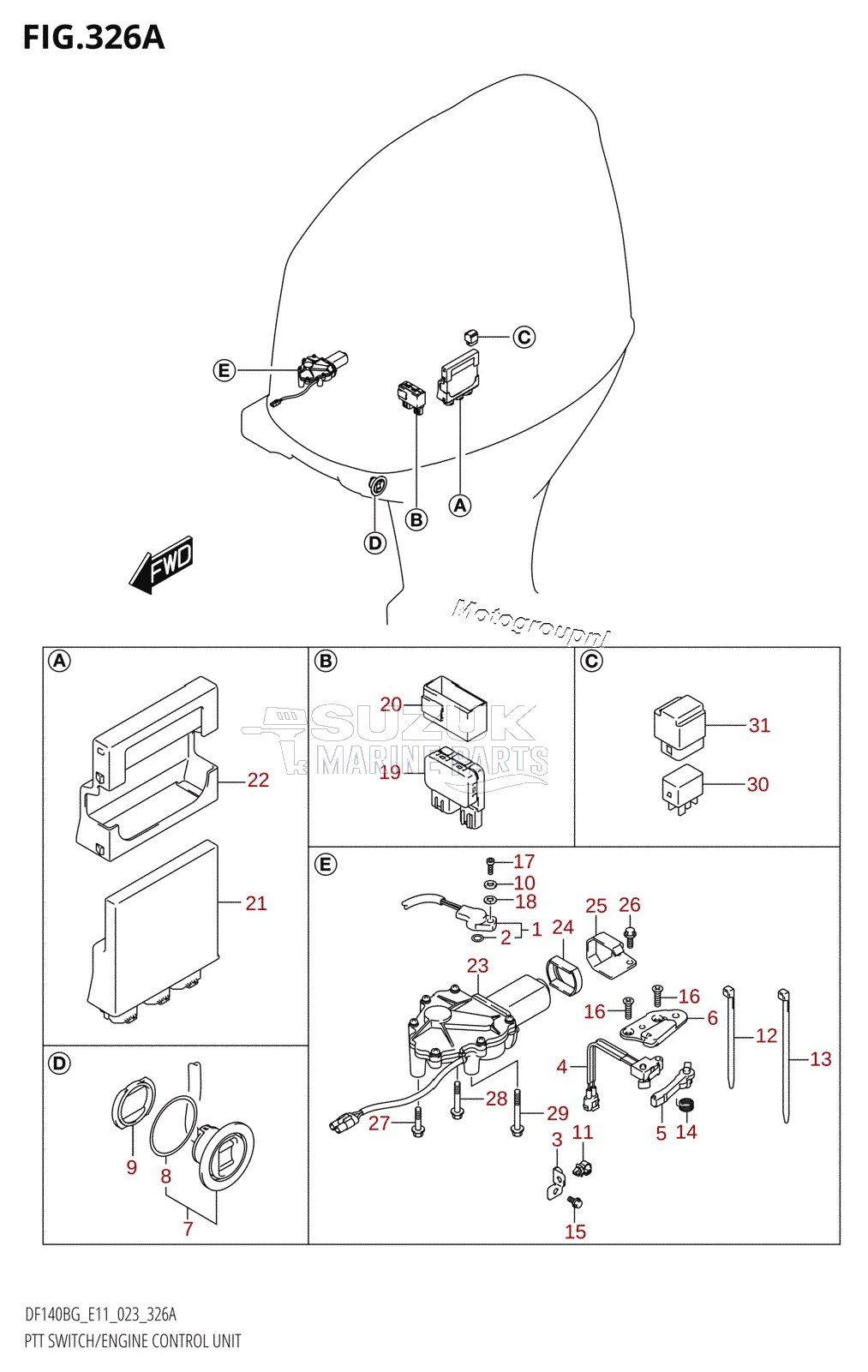 PTT SWITCH /​ ENGINE CONTROL UNIT (DF115BG,DF115BZG)