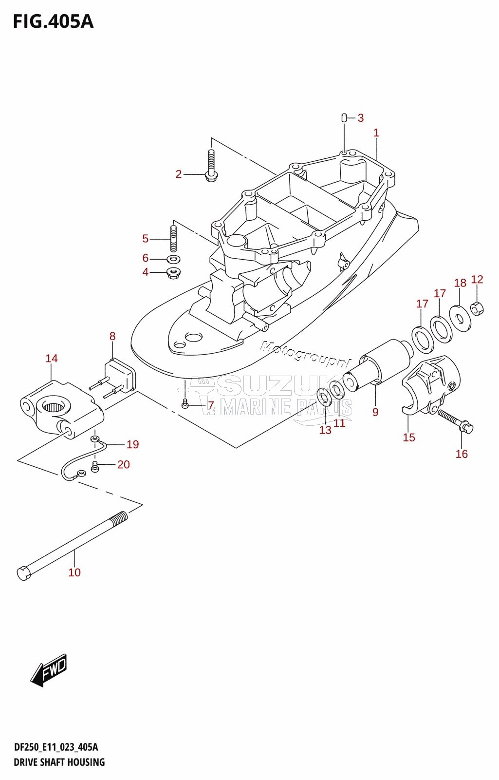 DRIVE SHAFT HOUSING (DF200T:L-TRANSOM)