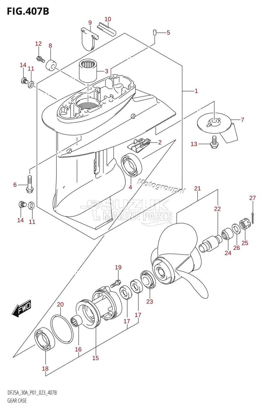 GEAR CASE (DF25AT,DF25ATH,DF30A,DF30AT,DF30ATH)