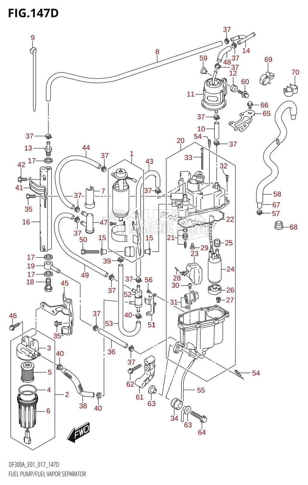 FUEL PUMP /​ FUEL VAPOR SEPARATOR (DF250A:E40)