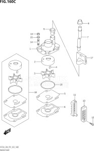 02504F-040001 (2020) 25hp P01-Gen. Export 1 (DF25  DF25A    DF25AT    DF25ATH    DF25Q  DF25R) DF25A drawing WATER PUMP (DF30AQ)