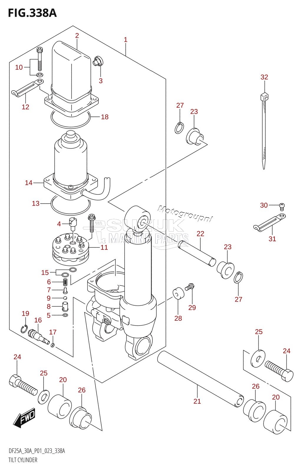 TILT CYLINDER (DF25AT,DF25ATH,DF30AT,DF30ATH)