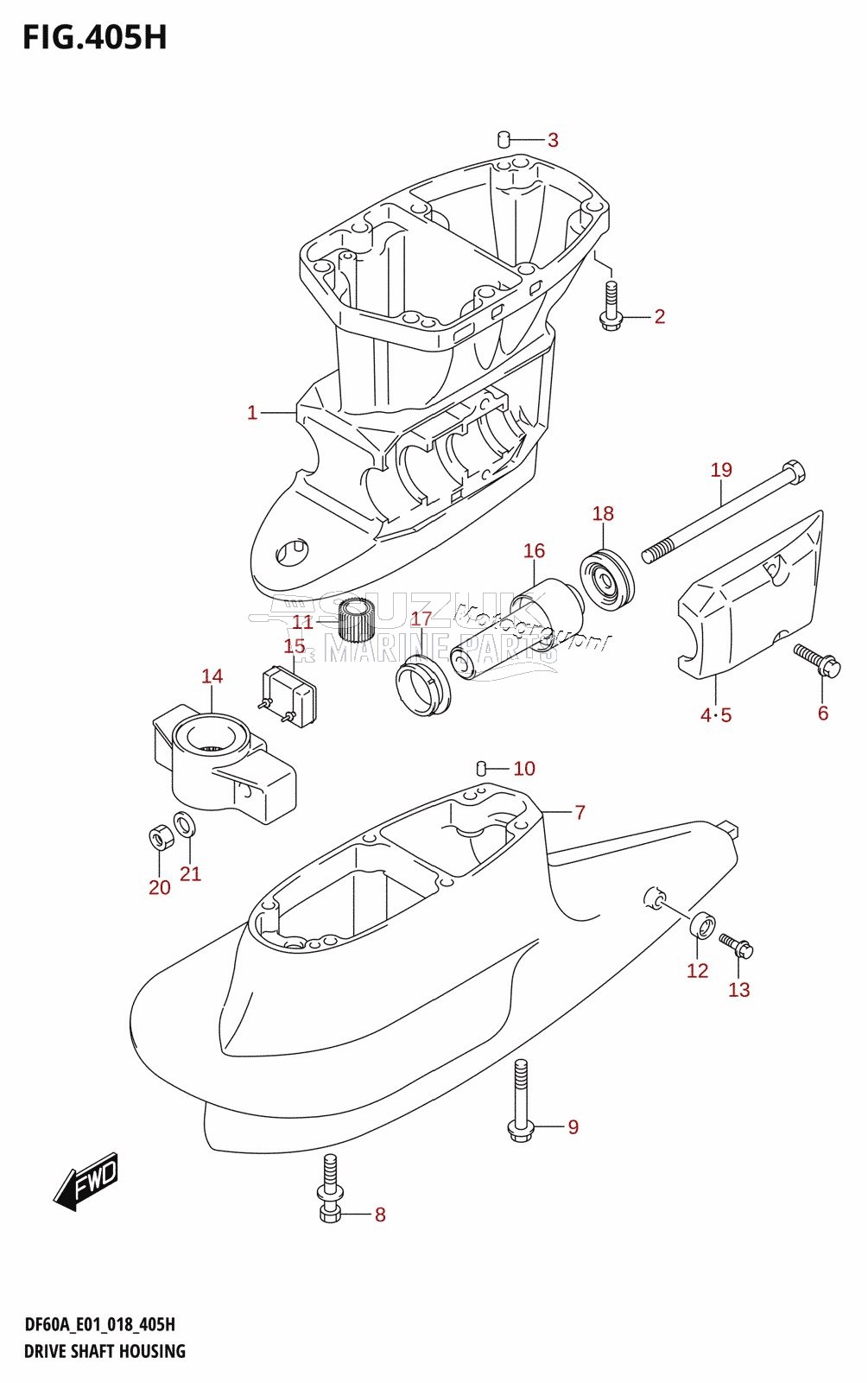 DRIVE SHAFT HOUSING (DF60AVT:E01,DF60AVT:E40)