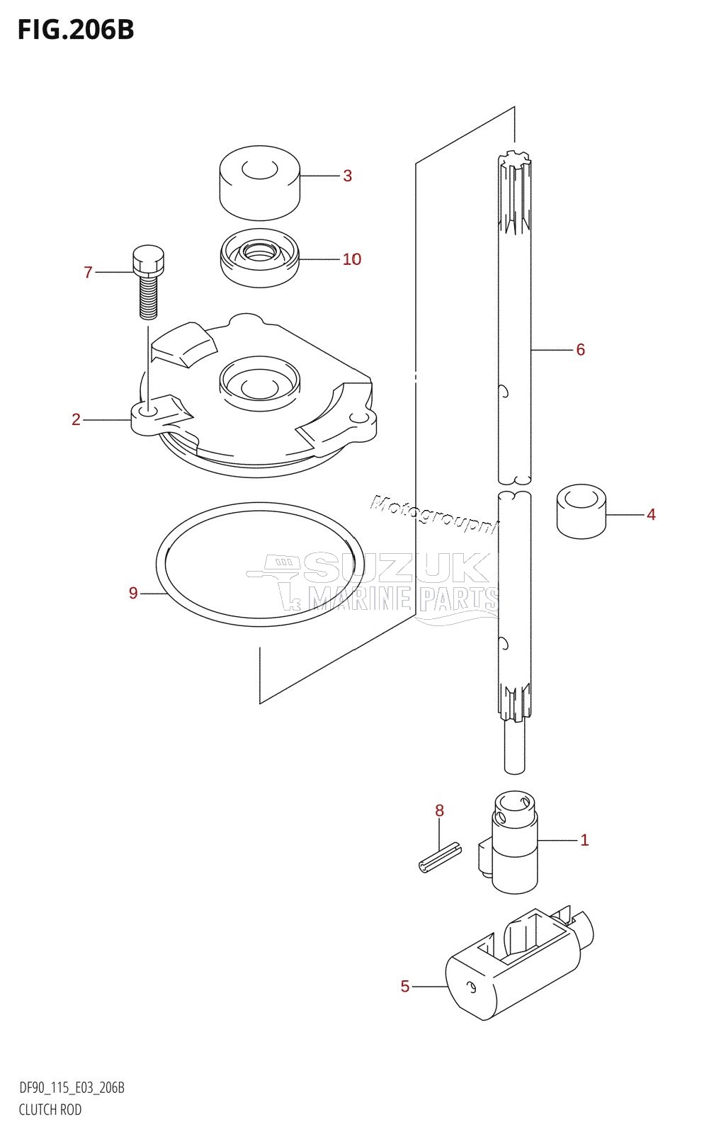 CLUTCH ROD ((DF90T,DF115T):(K6,K7,K8,K9,K10,011),DF100T)