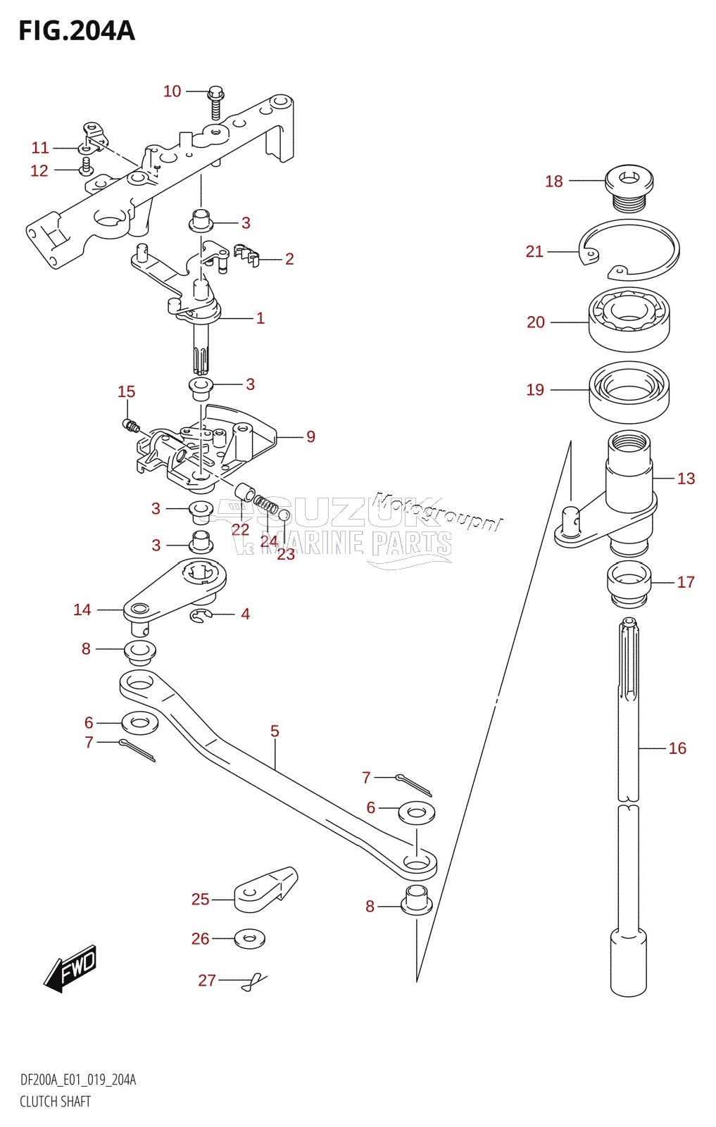 CLUTCH SHAFT (DF200AT,DF175AT,DF175AZ,DF150AT,DF150AZ)