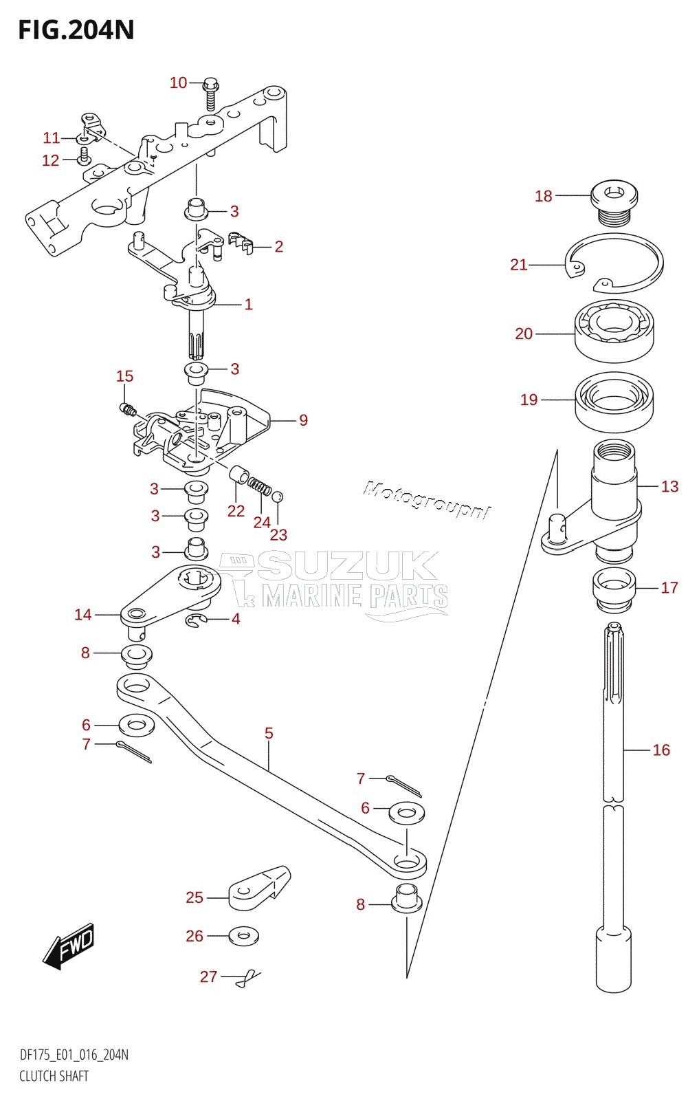 CLUTCH SHAFT (DF175Z:E01)