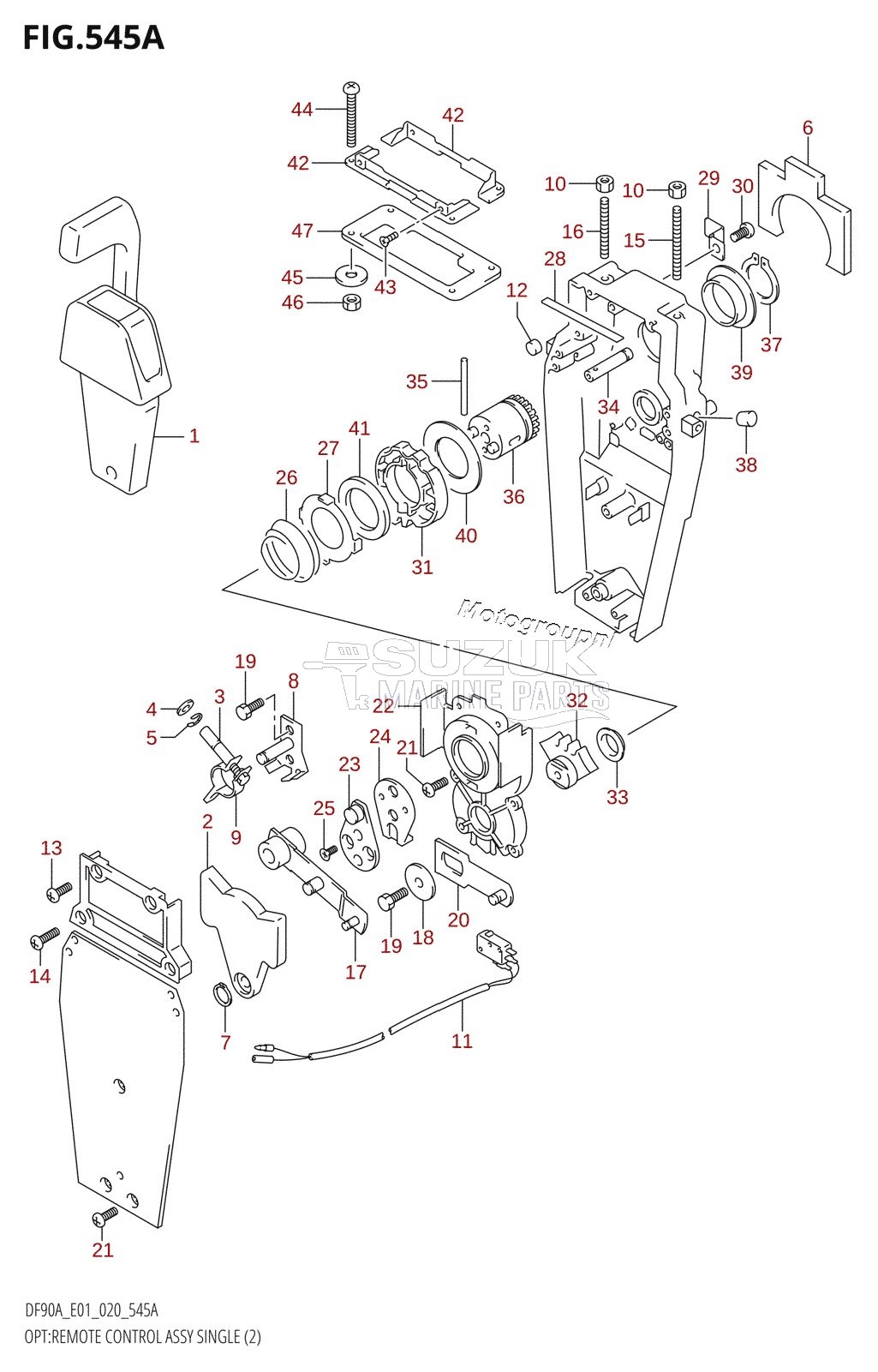 OPT:REMOTE CONTROL ASSY SINGLE (2) (DF70A,DF80A,DF90A,DF100B)