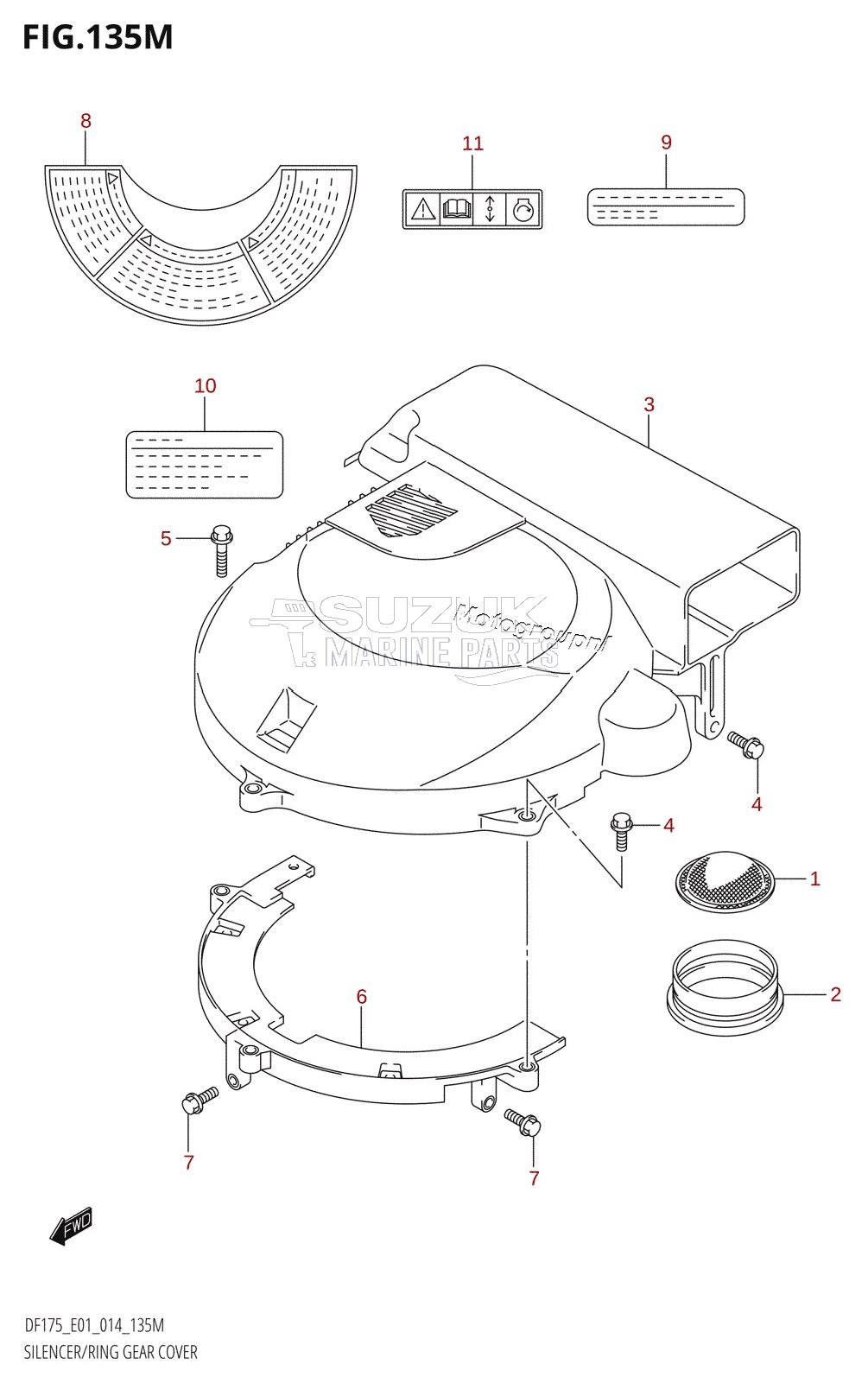 SILENCER /​ RING GEAR COVER (DF175TG:E40)