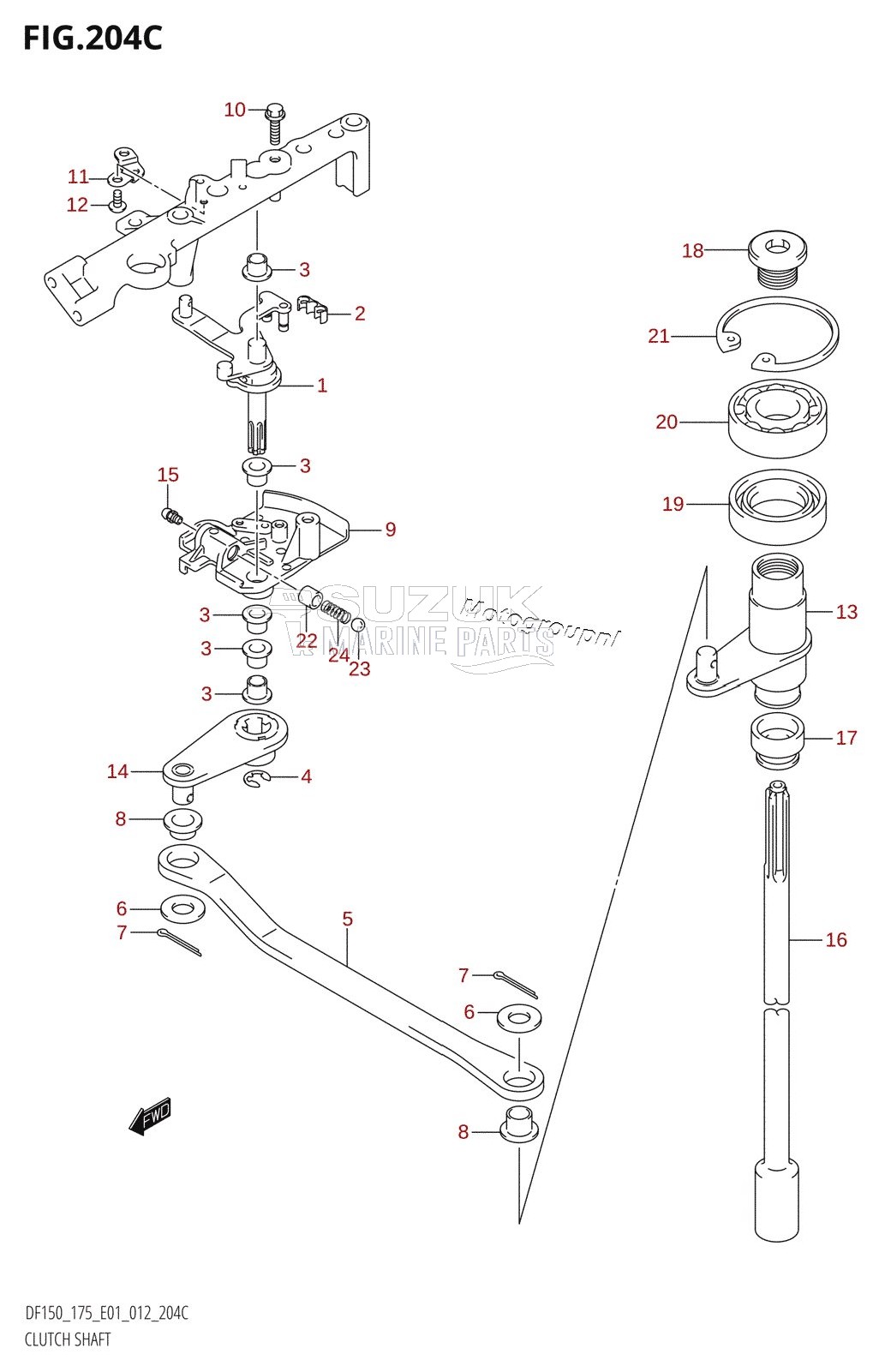 CLUTCH SHAFT (DF150Z:E01)