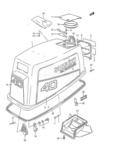 Outboard DT 40 drawing Engine Cover (1989 to 1993)