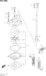 04003F-210001 (2012) 40hp E01-Gen. Export 1 (DF40AQH  DF40AT) DF40A drawing WATER PUMP (DF60AQH:E40)