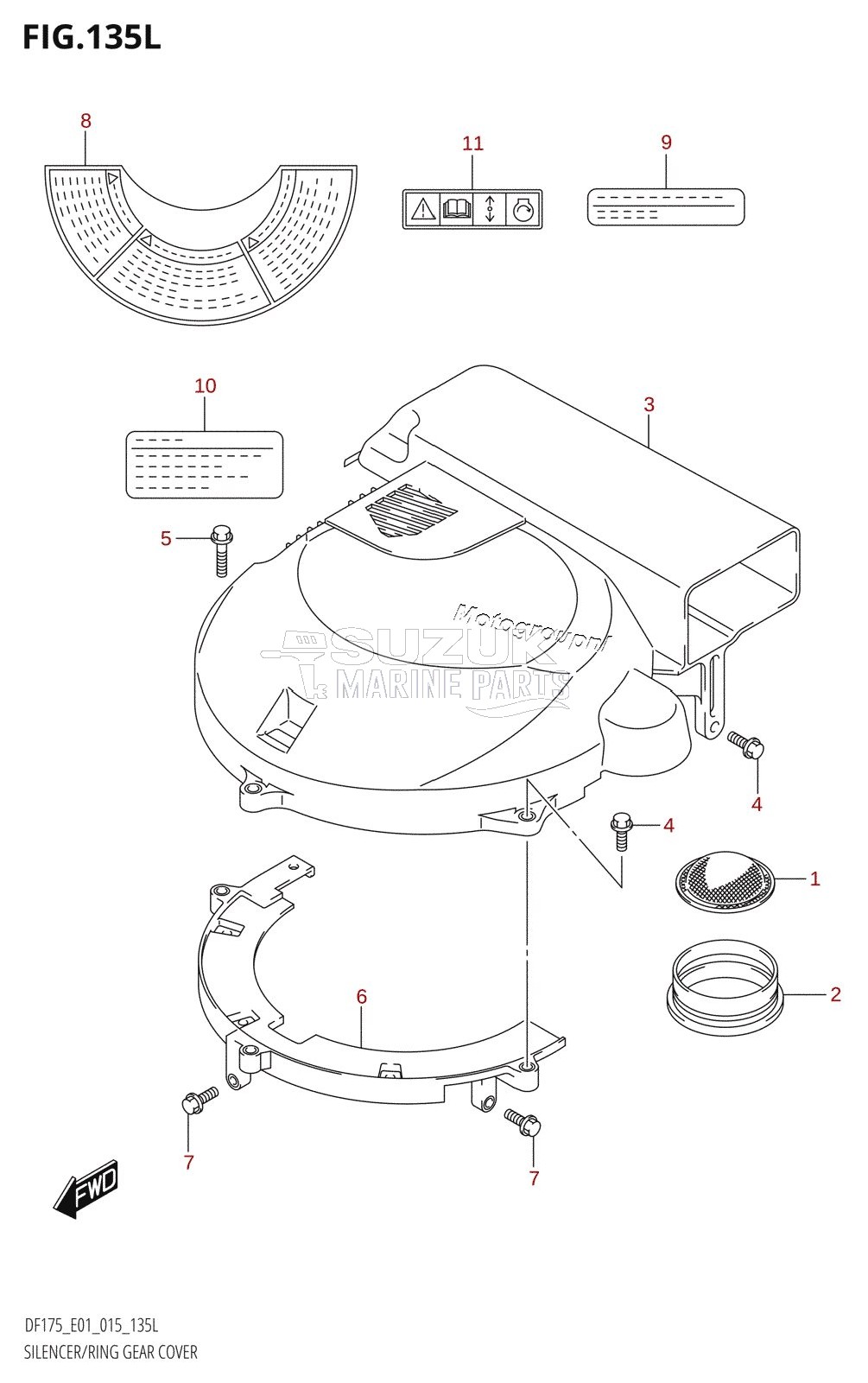 SILENCER /​ RING GEAR COVER (DF175TG:E01)