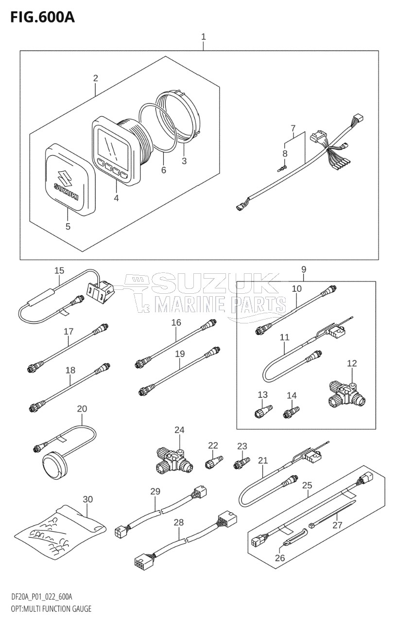 OPT:MULTI FUNCTION GAUGE ((DF9.9BR,DF9.9BT,DF15AR,DF15AT,DF20AR,DF20AT):(020,021))