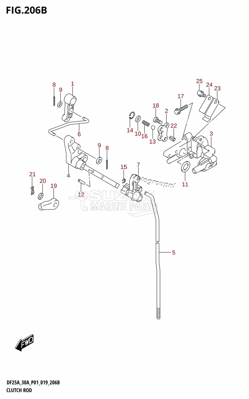 CLUTCH ROD (DF25AR,DF25AT,DF30AR,DF30AT)