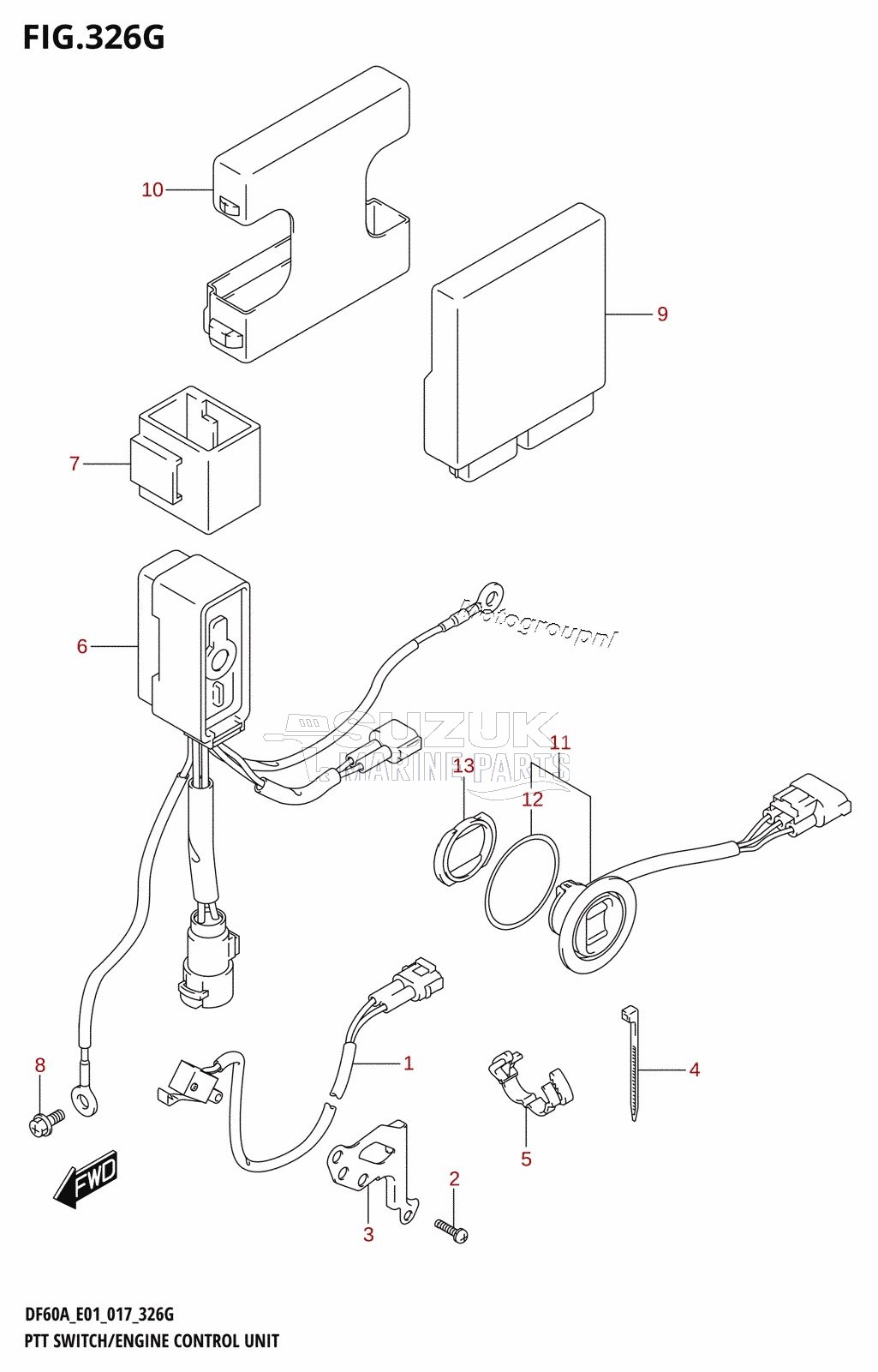 PTT SWITCH /​ ENGINE CONTROL UNIT (DF60A:E01)