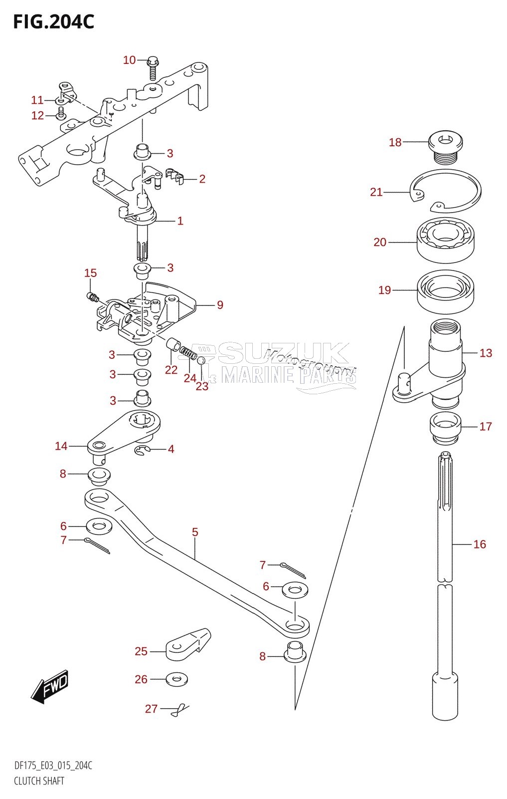 CLUTCH SHAFT (DF150Z:E03)