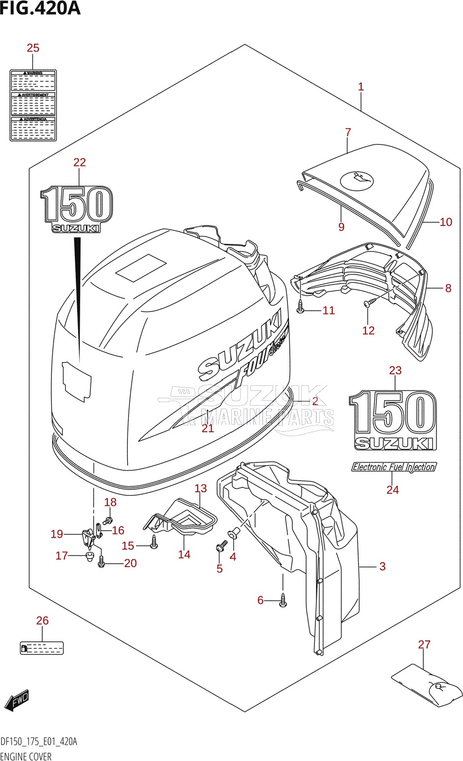 ENGINE COVER ((DF150T,DF150Z):(K6,K7,K8,K9),DF150WT:(K7,K8,K9))