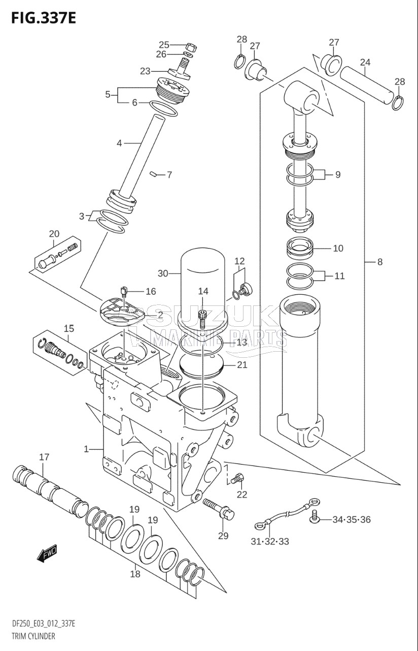 TRIM CYLINDER (DF250T:E03:(X-TRANSOM,XX-TRANSOM))