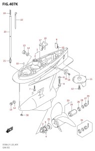 DF200AZ From 20003Z-340001 (E11 E40)  2023 drawing GEAR CASE ((DF175AZ,DF150AZ):E01:020,(DF175AZ,DF150AZ):(E11,E40):(021,022))