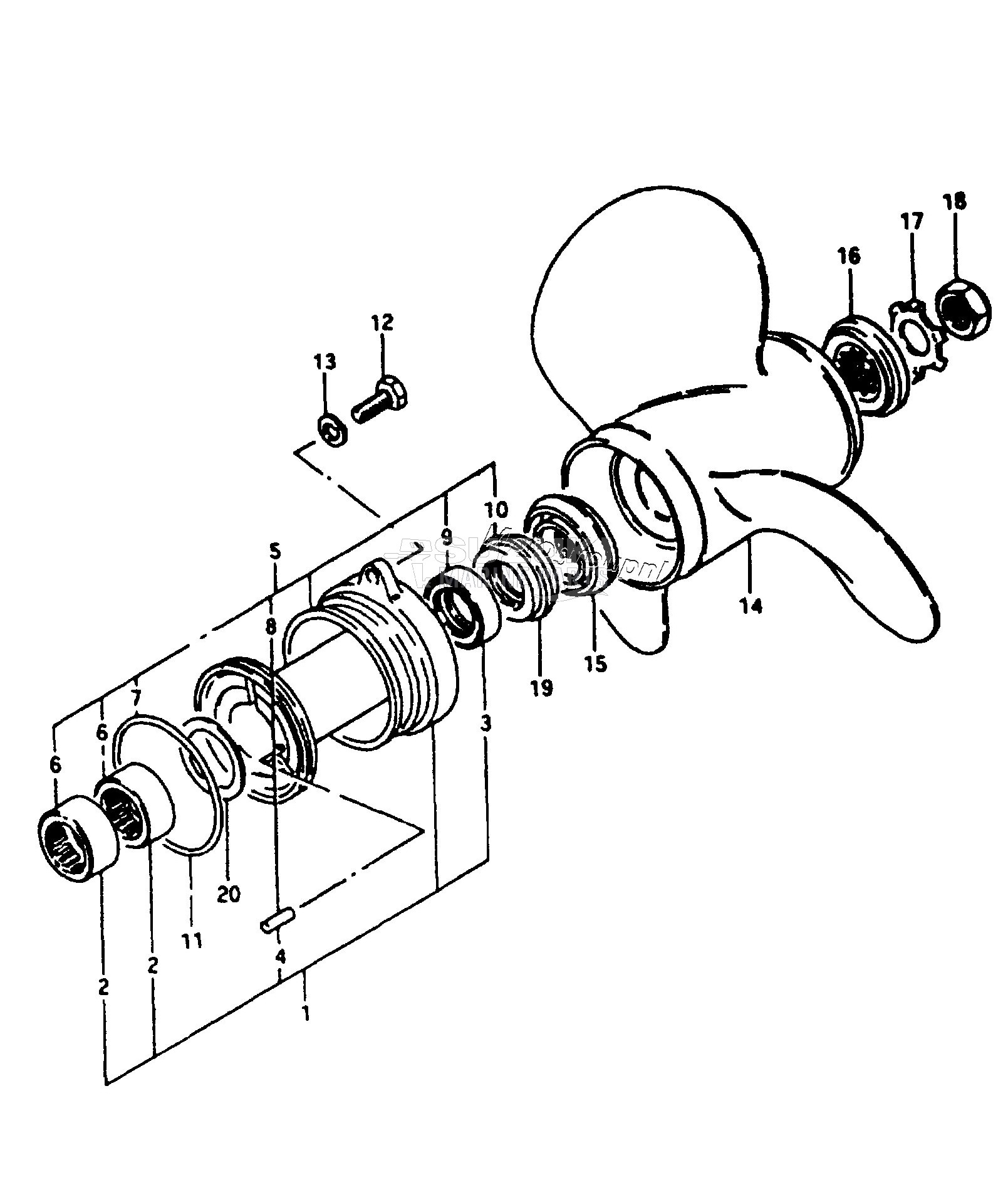 PROPELLER 1, (THROUGH PROP HUB EXHAUST)