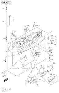 22503Z-040001 (2020) 225hp E01 E40-Gen. Export 1 - Costa Rica (DF225Z) DF225Z drawing GEAR CASE (DF200Z:E40)