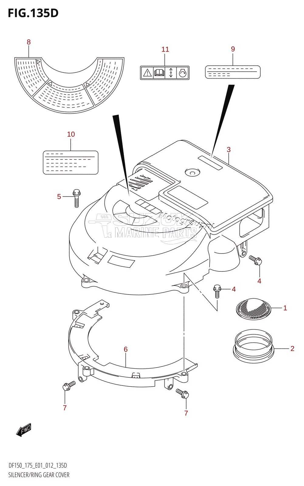 SILENCER /​ RING GEAR COVER (DF150Z:E40)