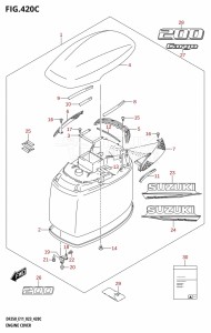 DF225Z From 22503Z-040001 (E01 E03 E40)  2020 drawing ENGINE COVER ((DF200T,DF200Z):(022,023))