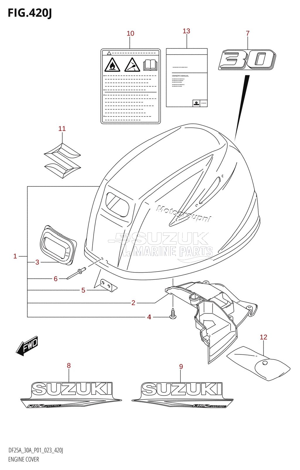 ENGINE COVER ((022,023):(DF30A,DF30AR,DF30AQ,DF30AT,DF30ATH))