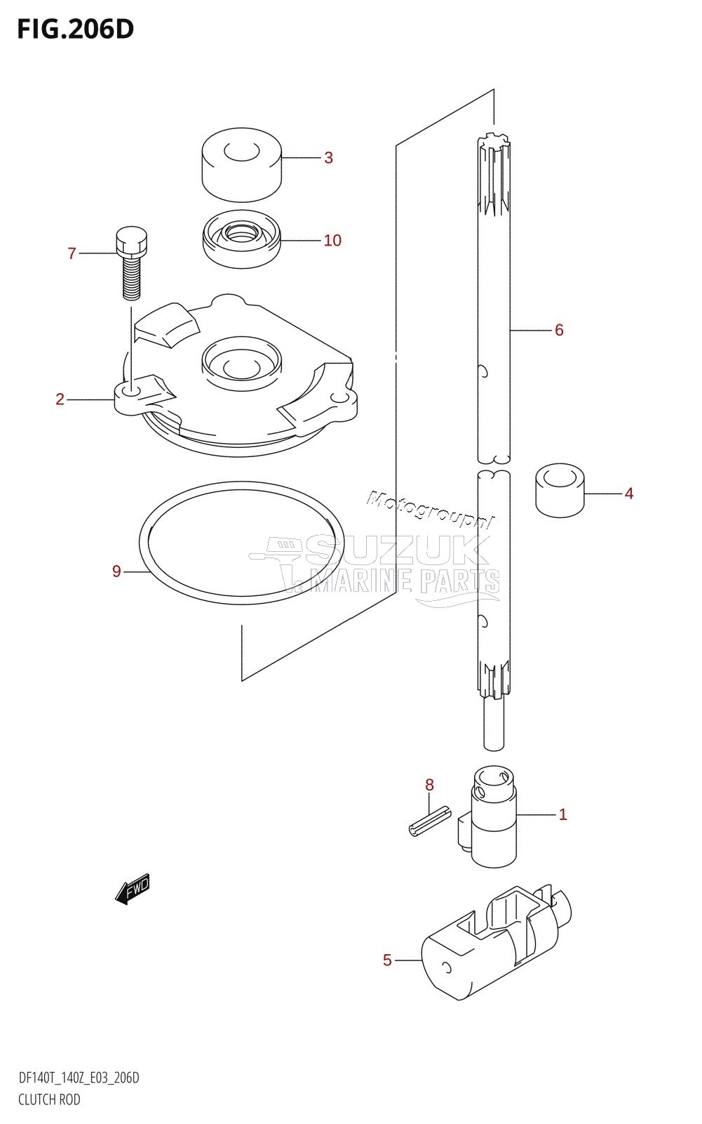 CLUTCH ROD (DF140Z:(K6,K7,K8,K9,K10,011))