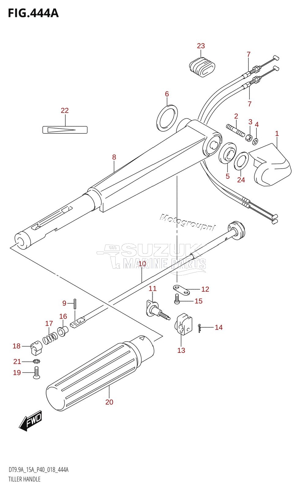 TILLER HANDLE (DT9.9A:P36,DT9.9A:P81,DT15A:P36,DT15A:P81)