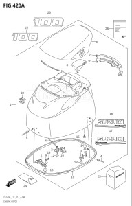 14003F-710001 (2017) 140hp E11 E40-Gen. Export 1-and 2 (DF140AT) DF140A drawing ENGINE COVER (DF100AT:E11)