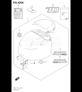 10004F-340001 (2023) 100hp E01 E40-Gen. Export 1 - Costa Rica (DF100BT) DF100B drawing ENGINE COVER ((DF70A,DF70ATH):020)