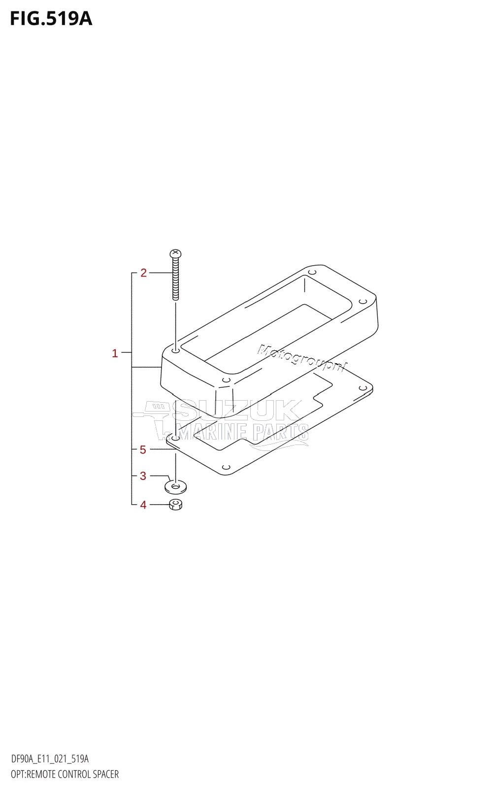 OPT:REMOTE CONTROL SPACER (DF70A,DF70ATH,DF80A,DF90A,DF90ATH,DF100B)