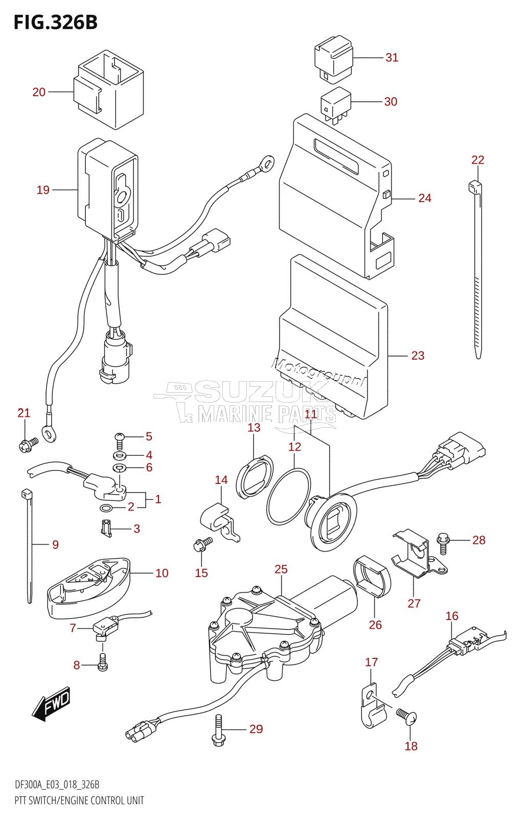 PTT SWITCH /​ ENGINE CONTROL UNIT (DF250A)