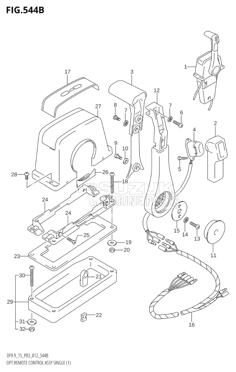 OPT:REMOTE CONTROL ASSY SINGLE (1) (DF9.9TH:P03)