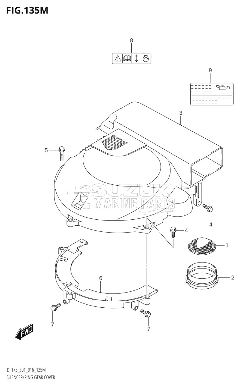 SILENCER / RING GEAR COVER (DF175TG:E40)